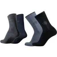 bugatti Basicsocken 6762498946 bugatti Herren 4er Pack Logo + uni basic schwarz, jeans melange