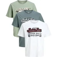 Jack & Jones Print-Shirt Bequemes Slimfit Shirt (Spar-Set, 3er-Pack) in Unifarbe mit Print