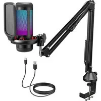 TONOR Mikrofon RGB Gaming Mikrofon PC Set Helligkeit Verstellbar mit Mikrofonarm