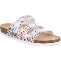 Rohde SUNNYS N°13 Pantolette Sommerschuh, Schlappen, Hausschuh mit buntem Druck, G-Weite = weit