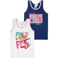 PAW PATROL Unterhemd Unterhemd für Mädchen Kinder Tank Top Unterwäsche Weiß/Blau (2er Pack)