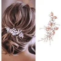 Zaewry Haarspange Hochzeit Kristall Haar Reben Blume Blatt Kopfschmuck, Hochzeit Haarschmuck für die Braut