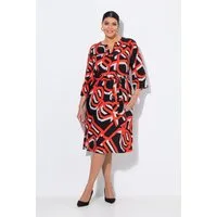 Ulla Popken Midikleid Kleid grafischer Druck Tunika-Ausschnitt 3/4-Arm