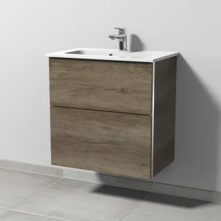 Sanipa 3way Waschtischunterbau zu Duravit ME by Starck Waschtisch mit 2 Auszügen, Eiche-Nebraska BR72237