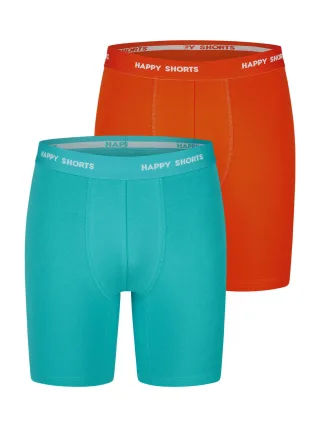 Happy Shorts Herren Retro Boxer Neon Long 2-Pack Retroshorts, Vintage Boxer,