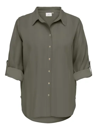 ONLY CARMAKOMA - CARGOA 3/4 STRAP LINEN BL SHIRT CC PNT Smokey Olive - Gr. - 46