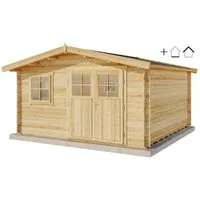 Alpholz Gartenhaus Holz Set - Valeria, BxT: 438x427 cm, (Set), in Naturbelassen Inkl. Fußboden & Dacheindeckung
