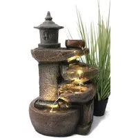 Arnusa Gartenbrunnen Zimmerbrunnen BK851 Springbrunnen Wasserfall Kaskade, Komplettset mit LED Beleuchtung 50 cm Höhe