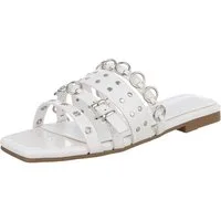 Ital-Design Designer-Sandalen mit Ringen und Nieten für Damen Pantolette (89542832) Blockabsatz Pantoletten in Weiß