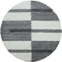 Stilvoll Günstig Hochflor-Teppich für Wohnzimmer und Schlafzimmer Kariertes Design, Rund, Höhe: 30 mm