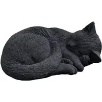 Stone and Style Gartenfigur Frostfeste Steinfigur schwarze Katze schlafend eingerollt