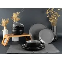 my home Tafelservice Teller Set, modernes Geschirr-Set, Service Östra Greda (12-tlg), 4 Personen, Steinzeug, hohe Haltbarkeit, spülmaschinengeeignet & mikrowellengeeignet