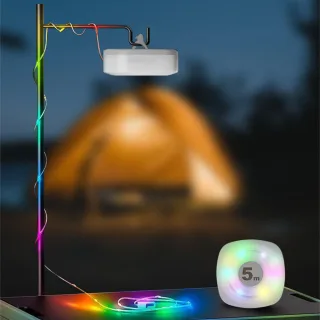 Elfeland 5m Smart Camping Light Strip APP Control Rechargeable Waterproof LED Night Light 16M Colors Music Sync Timer Po