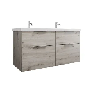 Burgbad Keramik Waschtisch-Set Eqio Eiche Dekor Silber/Alpinweiss, SEYT123F6015C0001 SEYT123F6015C0001