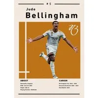 TPFLiving Kunstdruck OHNE RAHMEN, Berühmte Fußballer - famous football player - Jude Bellingham - (Leinwandbild XXL), Farben: Farben: blau, rot, grün, beige - Größe: 20x30cm