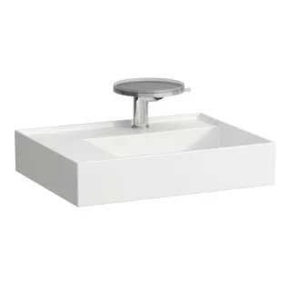 LAUFEN Kartell Waschtisch 8103350001581, 60x46cm, weiß, Ablage links, 3 Hahnlöcher, Saphirkeramik