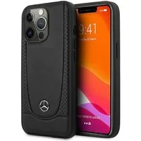 Mercedes Handyhülle Case iPhone 15 Pro Max Echtleder schwarz Stern Logo 6,7 Zoll, Kantenschutz