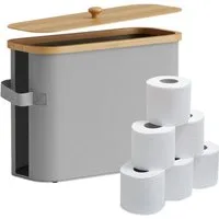relaxdays Toiletten-Ersatzrollenhalter Toilettenpapier Aufbewahrung 12 Rollen, grau