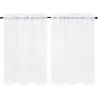 Joyswahl Scheibengardine (2 St), Stangendurchzug, transparent, Voile Kurzstores, Einfarbige, Küche