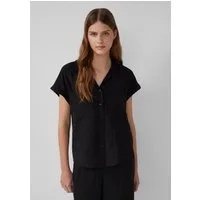 s.Oliver Kurzarmbluse Bluse Bluse aus strukturiertem Viskosemix mit aufgesetzter Tasche