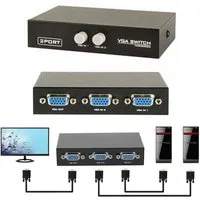 Bolwins VGA-Switch I07C VGA SVGA Monitor Switch Umschalter Verteiler 2in1 f PC TV Beamer, 2-Port VGA Umschalter, Plug & Play, Hot-Plug, Knopfdruck-Umschaltung