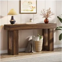 Tribesigns Konsolentisch 160 cm, Schmaler Landhausstil Tisch für hinter dem Sofa (160B x 35T x 85H cm), Naturholzoptik, Beistelltisch für Flur, Wohnzimmer und Eingangsbereich