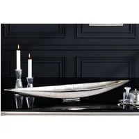 riess-ambiente Dekoschale SILVER LEAF 80cm silber (Einzelartikel, 1 St), Wohnzimmer · Metall · Blatt-Design · Handarbeit · Accessoire