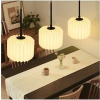 ZMH Pendelleuchte Pendelleuchte Esstisch Hängelampe Vintage für Schlafzimmer, ohne Leuchtmittel, Lampenschirm Papier Lang Pendellampe Esstischlampe