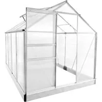 BRAST Gewächshaus ALU mit Fundament rostfrei 250x190x195cm TÜV geprüft, BxTxH: 190 x 250 x 195 cm, wetterfestes hochwertiges Aluminium, Temperaturbeständig, Wärmedämmend, Lichtbrechend & UV-stabilisiert
