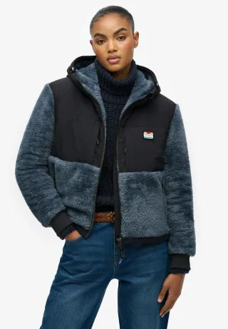 Superdry - Superweiche Hybrid-Jacke mit Reißverschluss ebenholz - Gr. - 8