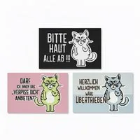 HAC24 Fußmatte Schmutzfangmatte Türmatte Fußmatte Rutschfest Fußabtreter Matte, Rechkteckig, Miesekatze, 60x40 cm, mit Katzenmotiv und Spruch