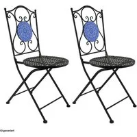 HTI-Living Gartenstuhl Gartenstuhl 2er-Set Metall Schwarz Mosaik (Set, 2 St)