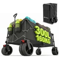 NEOLYMP Bollerwagen Bollerwagen faltbar in 200 oder 300 L bis 200 kg mit Bremse, Höhenverstellbarer Teleskopgriff und Feststellbremse