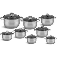 KlönBerg Topf-Set 16 tlg Topfset aus Edelstahl mit Deckeln – verschiedene Größen, Aluminium, Edelstahl (Passt in jede Küche! (1.0L / 1.4L / 2.1L / 2.9L / 3.9L / 5.1L / 6.5L / 8.1L), 16-tlg., Es ist eine perfekte Geschenkidee für jeden Anlass)