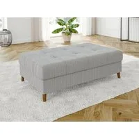 S-Style Möbel Polsterhocker Zara mit Braun Holzfüßen im skandinavischen Stil aus Cord-Stoff, mit Wellenfederung