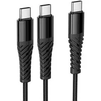 hoco. X123 2in1 USB-C auf 2x USB-C Smartphone-Kabel, USB-C, USB Typ C (100 cm), USB C Schnell Ladekabel Android Lade Kabel Typ C für Smartphone Tablet