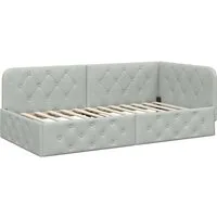 vidaXL Bett Eckbettgestell Hellgrau 90 x 190 cm Samt (1-tlg)