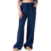 WENOR Palazzohose Damen Musselin-Hose - Sommerhose 100 % Baumwolle, elastischer Bund Weiter Beinverlauf, Musselinstruktur, luftiger Schnitt