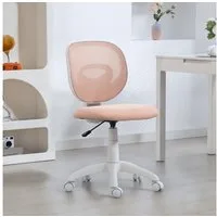 HOMCOM Bürostuhl Drehstuhl mit C-förmiger Rückenstütze, Computerstuhl gepolstert (Schreibtischstuhl, 1 St), für Büro, Arbeitszimmer, Rosa