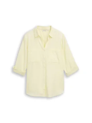 Tom Tailor - Plus Size - Bluse mit Brusttaschen soft lemon - Gr. - 48