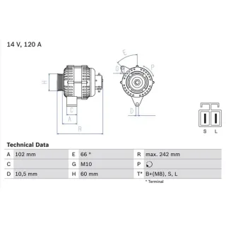 Bosch Lichtmaschine 120A Hyundai Kia 0986049550