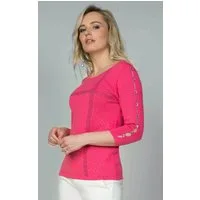 Passioni 3/4 Arm-Pullover mit Glitzerstreifen, Schlitzöffnungen am Arm