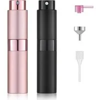 AFKSMILE Sprühflasche 2er-Pack 8ml Aluminium Parfüm Zerstäuber Nachfüllbar Leer mit Trichter, Reise Parfümzerstäuber für Damen und Herren für unterwegs
