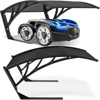 tectake Mähroboter-Garage Rasenmäher-Roboter-Garage Inkl. 4 Erdnägeln, 81 x 100 x 48 cm, für Rasenmäher, (Mähroboter-Unterstand Domus, 81 x 100 x 48 cm), Dach aus UV-beständigem Polycarbonat und Aluminium