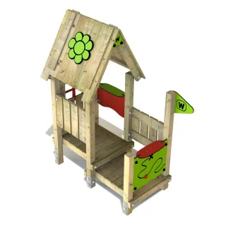 Kita-Spielhaus PRO Manor mit Motorikwand - Robustes Holz-Spielgerät für Kindergarten & öffentliche Plätze - Sicher, Bunt, Pädagogisch - Wickey
