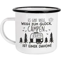 Herz & Heim Tasse aus Metall für Camper mit Camping-Motiv