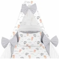 Amilian Babybettwäsche Set 7-teilig - Bettwäsche 100x135 - Kissenbezug 40x60 - mit Himmel, Vollstoffhimmel, 7 teilig, Komplett-Set für Babybett, Gitterbett - Kinderbettwäsche