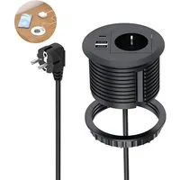 VIVIHEYDAY Unterputz-Steckdose Einbau steckdosenleiste mit PD 10W USB-C, Einbausteckdose, mit USB für Möbel Tischplatte, Tischsteckdose Einbau 1,7M Kabel