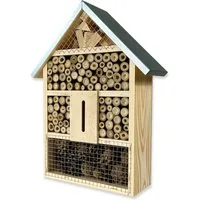 gartenetage Insektenhotel Natürliches Insektenhotel XL für Garten & Terrasse, Wetterfest, Metalldach und Bambus – Nistkasten für Wildbienen & Co