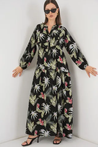 Muster Maxi-Kleid mit V-Ausschnitt
